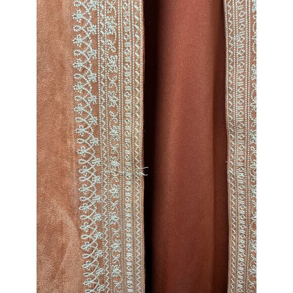 Soft Surroundings Womens Faux Suede Leona Duster Jacket Embroidered XS Pockets - Picture 4 of 8